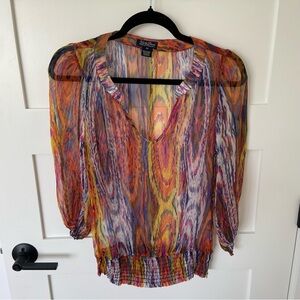 Lucky Brand Colorful Sheer Blouse